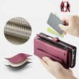 Puzdro CASEME pre Samsung Galaxy Z Fold6 5G, RFID Leather Wallet, s popruhom cez rameno, červené