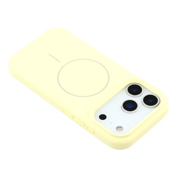 Silikónové puzdro pre iPhone 17 Pro, pre MagSafe, proti nárazom, žlté