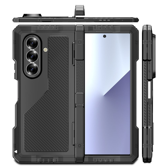 Pancierované hliníkové puzdro so stojanom a držiakom na stylus pre Samsung Galaxy Z Fold7 5G