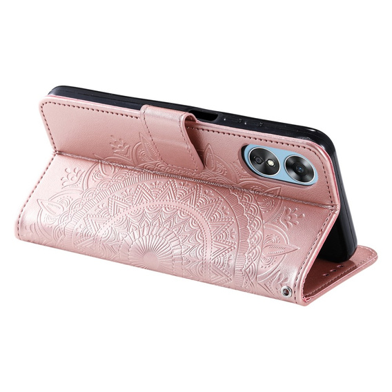 Klapkové puzdro pre Oppo A17, Mandala, ružové rose gold