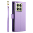 Klapkové puzdro pre Xiaomi 14T, Wallet Zipper Pocket, fialové