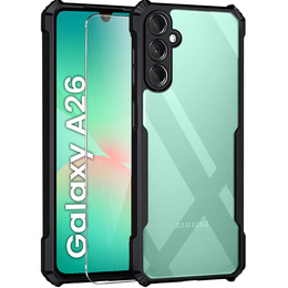 Puzdro pre Samsung Galaxy A26, AntiDrop Hybrid, čierne + tvrdené sklo 9H