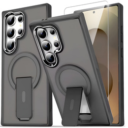 Puzdro pre Samsung Galaxy S25 Ultra, Kickstand Matt Case, pre MagSafe, sivé + sklo na displej