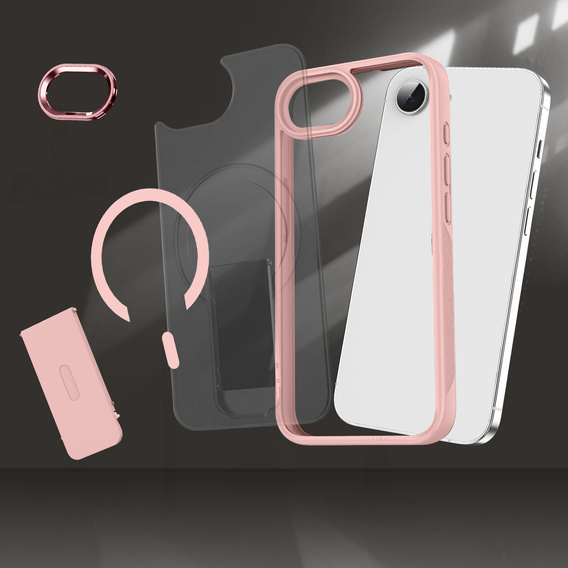 Puzdro pre Iphone 16E, Kickstand Matt Case, pre MagSafe, ružové