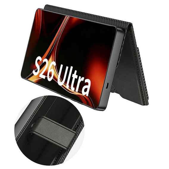 GKK Card Slot Wallet flip case pre Samsung Galaxy S26 Ultra, uhlovo čierna