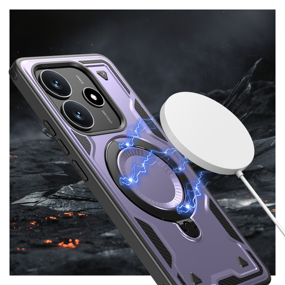 Puzdro pre Xiaomi Redmi Note 14 5G, Military MagSafe, fialové + sklo 9H