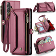 Puzdro CASEME pre Samsung Galaxy S25 FE, RFID Leather Wallet, s popruhom cez rameno, červené
