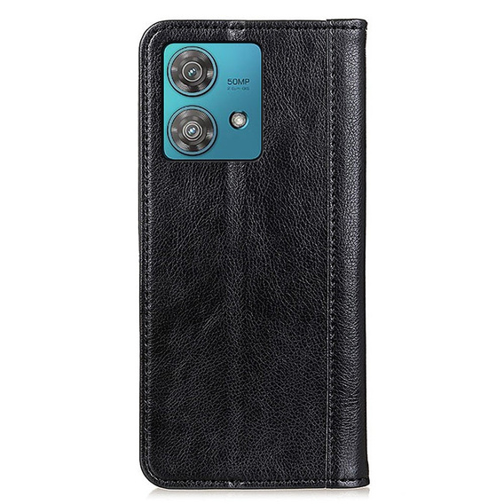 Obal na mobil pre Motorola Moto G84 5G, Wallet Litchi Leather, čierne