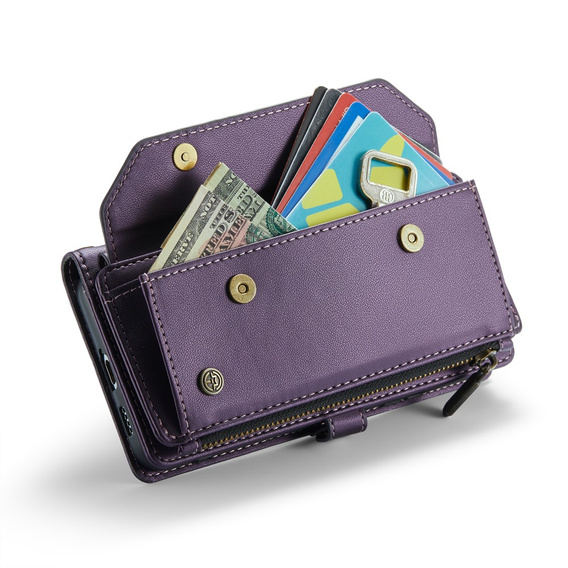 Puzdro CASEME pre Samsung Galaxy A55 5G, RFID Leather Wallet, s popruhom cez rameno, fialové