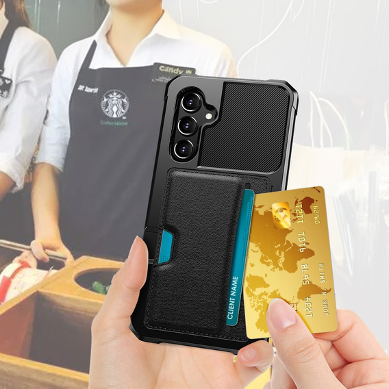 Puzdro pre Samsung Galaxy A55 5G, Card Holder Kickstand, čierne