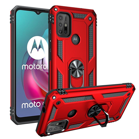 Pancierované obal na mobil pre Motorola Moto G10/G30, Nox Case Ring, červené