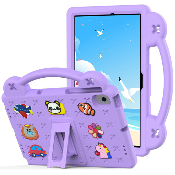 Detské puzdro pre Samsung Tab A8 X200 / X205, Cute Patterns, so stojanom, fialové