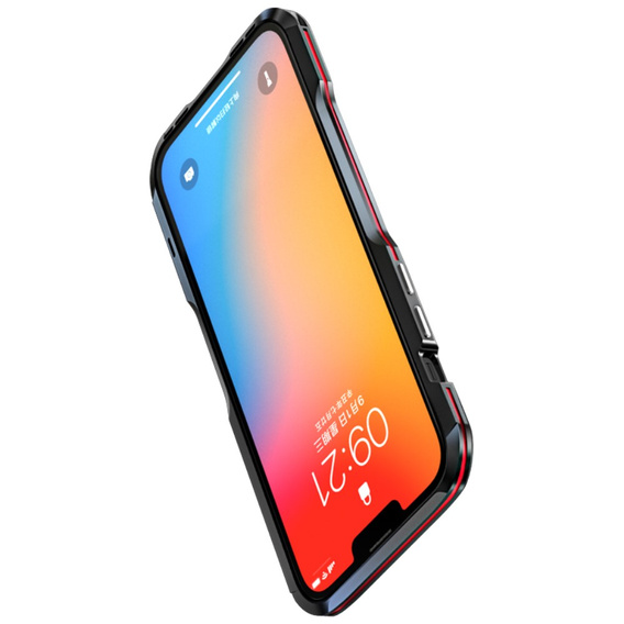 Puzdro LUPHIE pre iPhone 13, Armor Bumper, čierna / červená