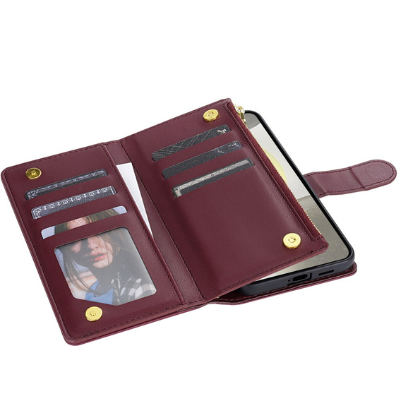 Puzdro s chlopňou pre Samsung Galaxy S25 Edge, Rhombus Crossbody Leather, bordové