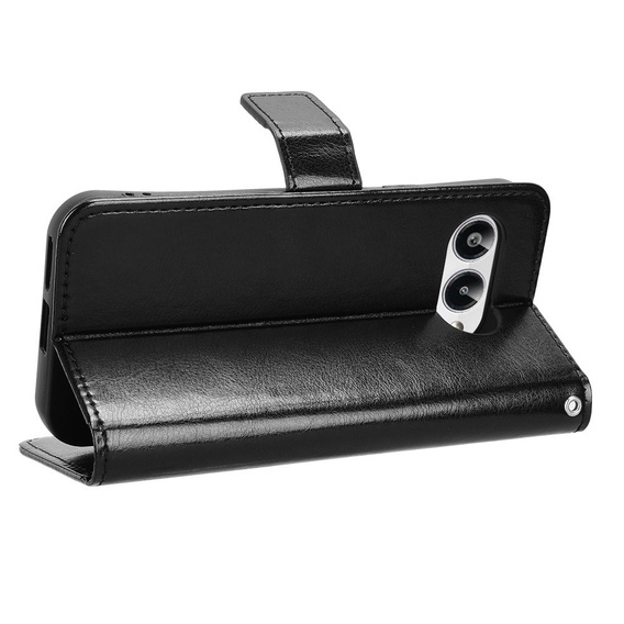 Klapkové puzdro pre T Phone 3 5G, Crazy Horse Wallet, čierne