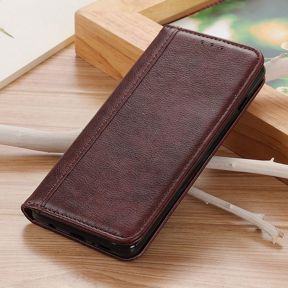 Flipové puzdro pre Samsung Galaxy S25 Edge, Split Leather, hnedé