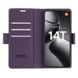 Puzdro pre Xiaomi 14T, ERBORD Glossy Litchi, flipová peňaženka, fialové