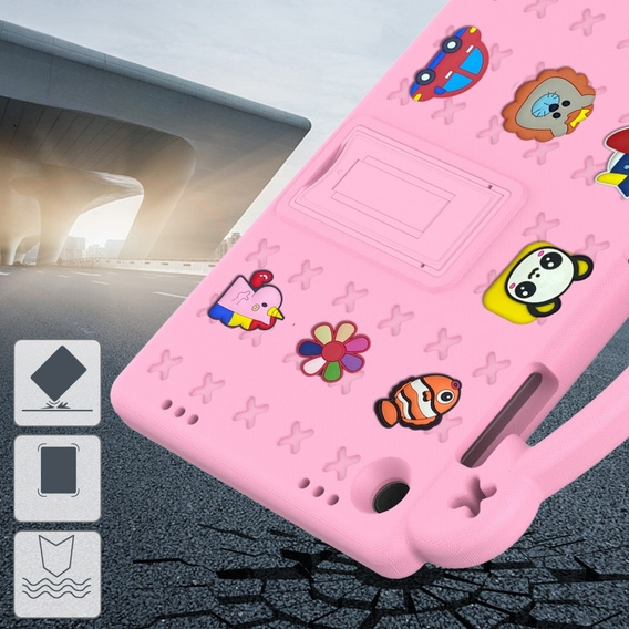 Detské puzdro pre Samsung Galaxy Tab A9+, Cute Patterns, so stojanom, ružové