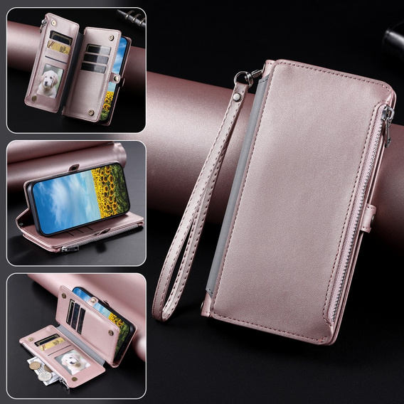 Klapkové puzdro pre Xiaomi Redmi 14C / Xiaomi Poco C75, Wallet Zipper Pocket, ružové