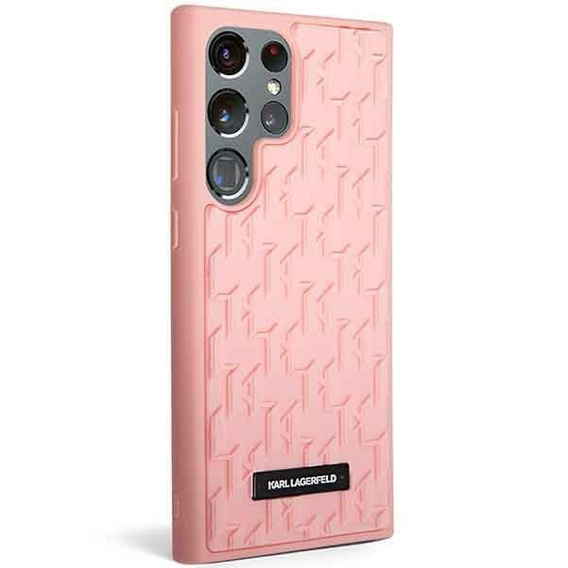 Karl Lagerfeld Obal na mobil pre Samsung Galaxy S23 Ultra, Saffiano Mono Metal, ružové