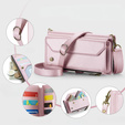 Puzdro CASEME pre Samsung Galaxy S24 FE, RFID Leather Wallet, s popruhom cez rameno, ružové