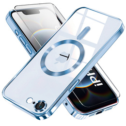 Puzdro pre iPhone 16E, Electro MagSafe, modré + sklo na displej