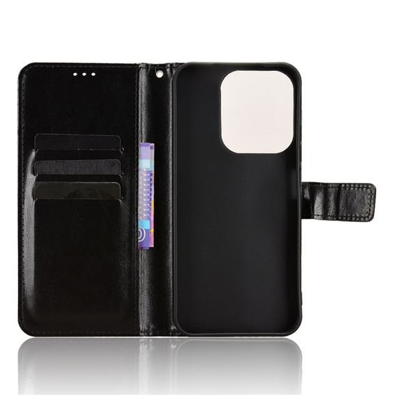 Klapkové puzdro pre Xiaomi Redmi 15C 4G/LTE, Crazy Horse Wallet, čierne