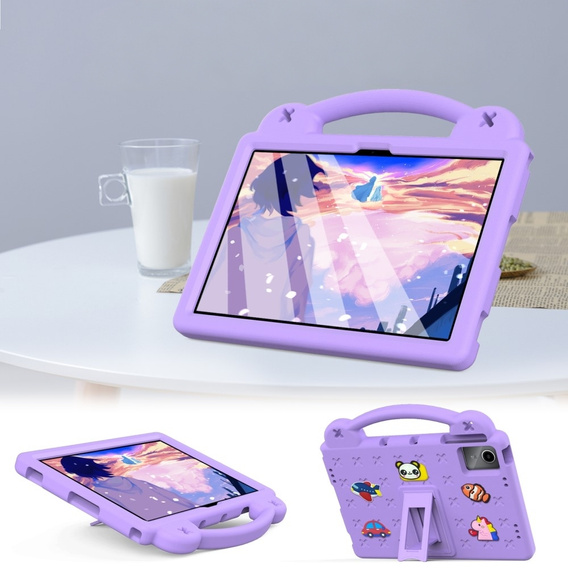 Detské puzdro pre Lenovo Tab M11, Cute Patterns, so stojanom, fialové