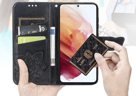 Klapkové puzdro pre Motorola Moto E14, Butterfly, čierne