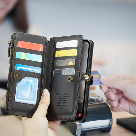 Puzdro CASEME pre Samsung Galaxy A56 5G, RFID Leather Wallet, s popruhom cez rameno, čierne