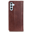 Obal na mobil pre Samsung Galaxy S24, Wallet Litchi Leather, hnedé