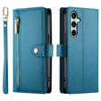 Klapkové puzdro pre Samsung Galaxy S24 FE, Wallet Zipper Pocket, modré