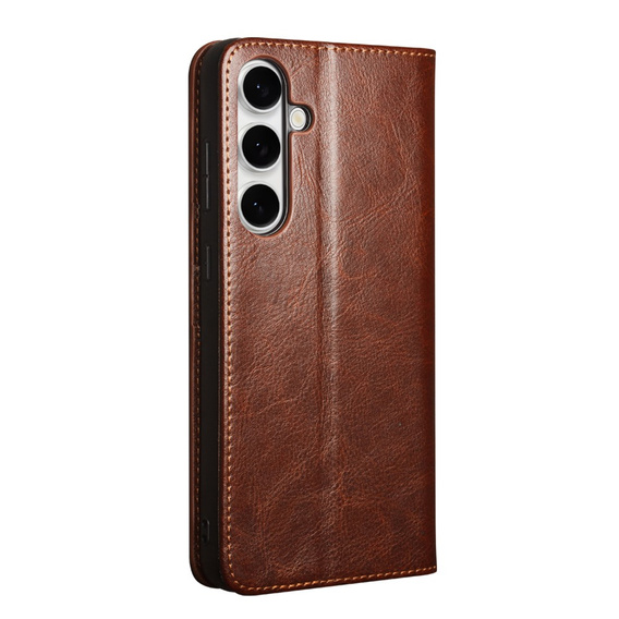 Flipové puzdro pre Samsung Galaxy S25 FE, QIALINO Leather Wallet, hnedé