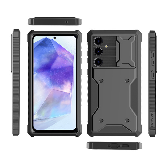 Puzdro pre Samsung Galaxy A55, ERBORD Rugged Case, čierne (dva rámčeky)