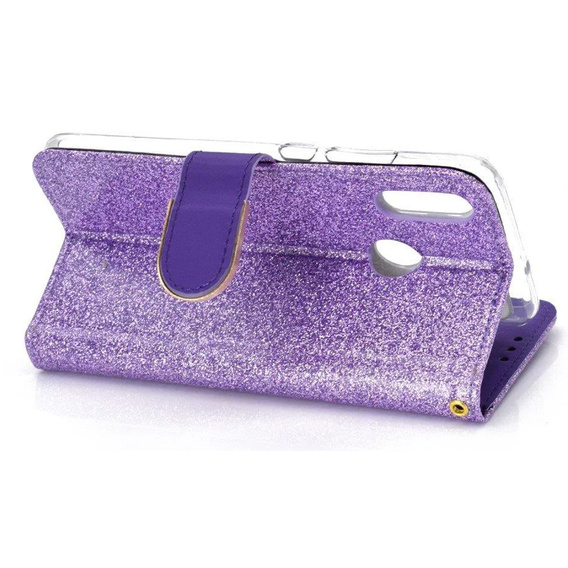 Klapkové puzdro pre Huawei P Smart 2019 / Honor 10 Lite, Glitter Mirror Wallet, fialové