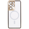 Magnetické puzdro Dual Glass MagSafe pre Samsung Galaxy S21 Ultra, zlaté