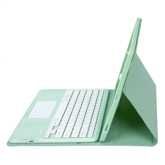 Puzdro + klávesnica Samsung Galaxy Tab S9+, Leather Pen Slot TouchPad, svetlozelené