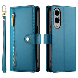 Klapkové puzdro pre Samsung Galaxy S25 Edge, Wallet Zipper Pocket, modré