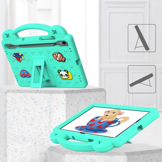 Detské puzdro pre Samsung Galaxy Tab S7/S8/S9, Cute Patterns, so stojanom, zelený