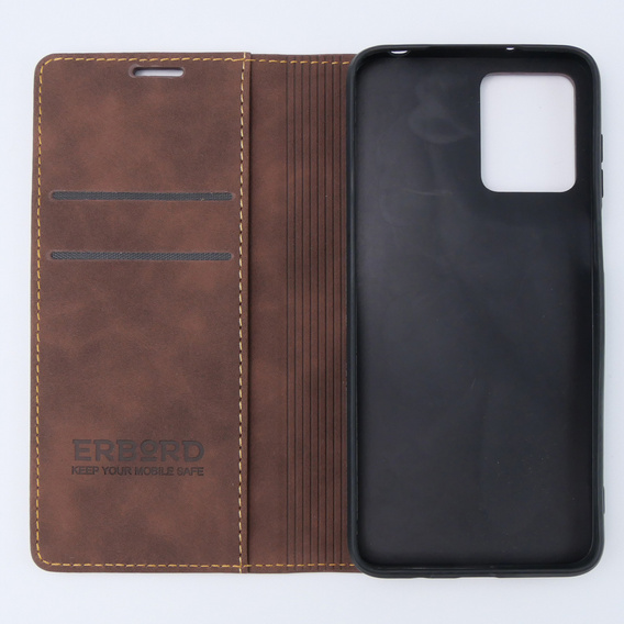 Puzdro pre Motorola Moto G13/ G23 4G, ERBORD Vintage, peňaženka s chlopňou, káva