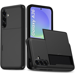 Obal na mobil pre Samsung Galaxy A36 5G, Sliding Card Holder, čierne