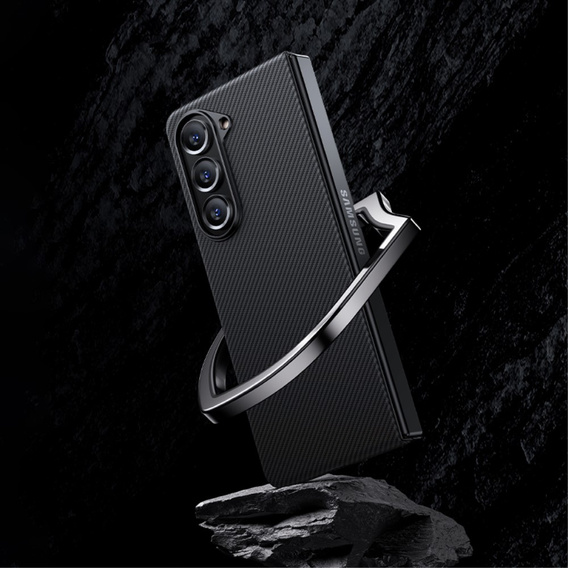 Puzdro BENKS Kevlar pre Samsung Galaxy Z Fold5 5G, pre MagSafe, Carbon Fiber, čierne