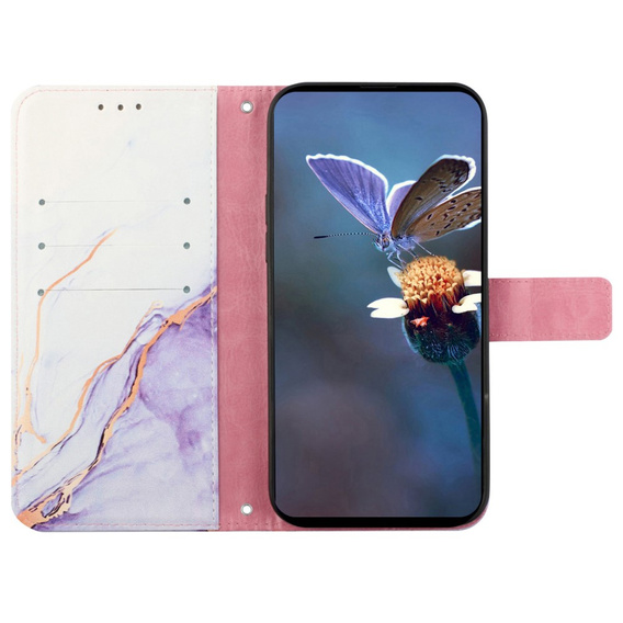 Klapkové puzdro pre Xiaomi Redmi Note 13 Pro 4G / Xiaomi Redmi Note 14S / Xiaomi Poco M6 Pro 4G, Wallet, Marble fialové