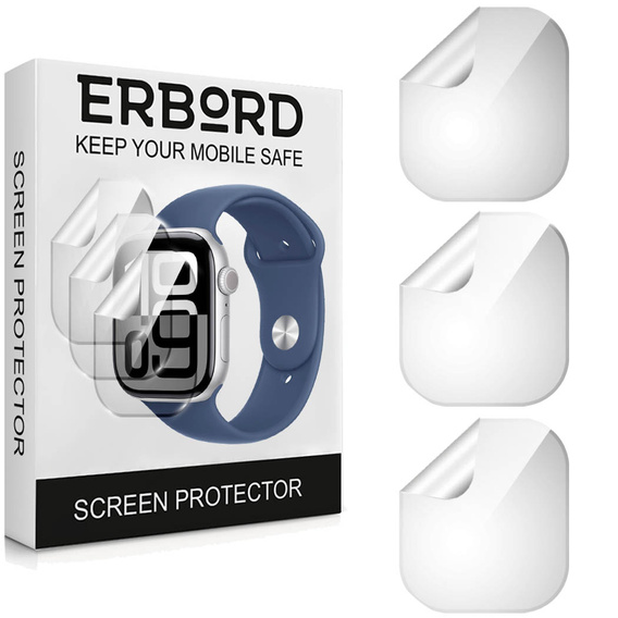3x ERBORD Hydrogélová fólia pre Apple Watch 10/11 46mm