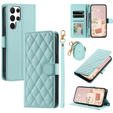 Puzdro s chlopňou pre Samsung Galaxy S25 Ultra, Rhombus Crossbody Leather, zelený