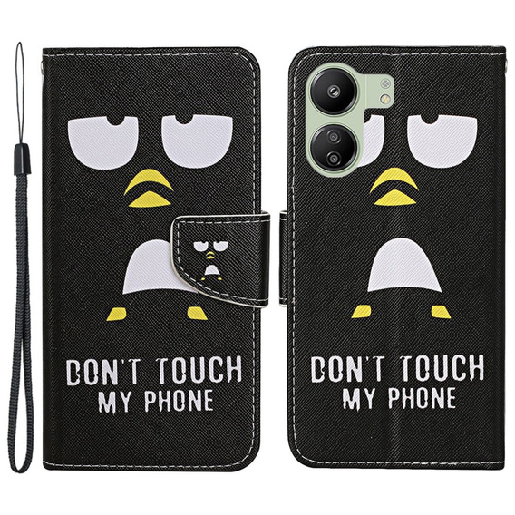 Klapkové puzdro pre Xiaomi Redmi 13C / Poco C65, Wallet, Don't Touch My Phone, čierne