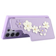 Puzdro pre Samsung Galaxy S24 Ultra, Leather Flower Card Slot, fialové
