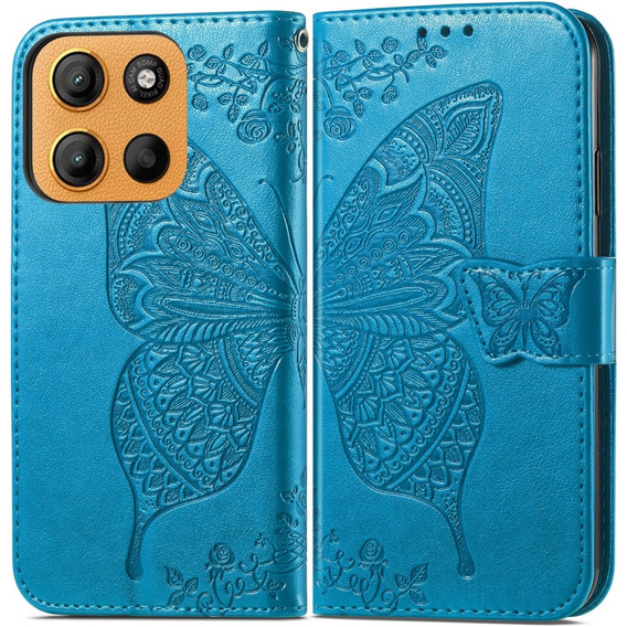 Klapkové puzdro pre Motorola Moto G15 / Motorola Moto G15 Power, Butterfly, modré