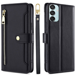 Klapkové puzdro pre Samsung Galaxy M15 5G, Wallet Zipper Pocket, čierne