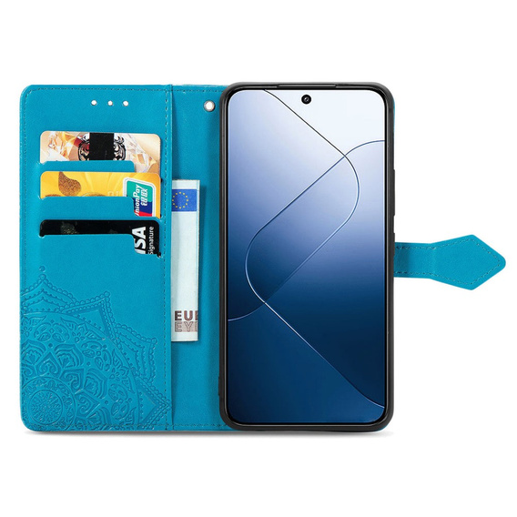 Klapkové puzdro pre Xiaomi 14T Pro, Mandala, modré